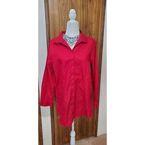 CHICO'S BLOUSE COLOR RED LONG SLEEVE COTTON SIZE 2(M)